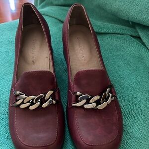 Chocolat Blu Burgundy Loafers with Silver Chain
